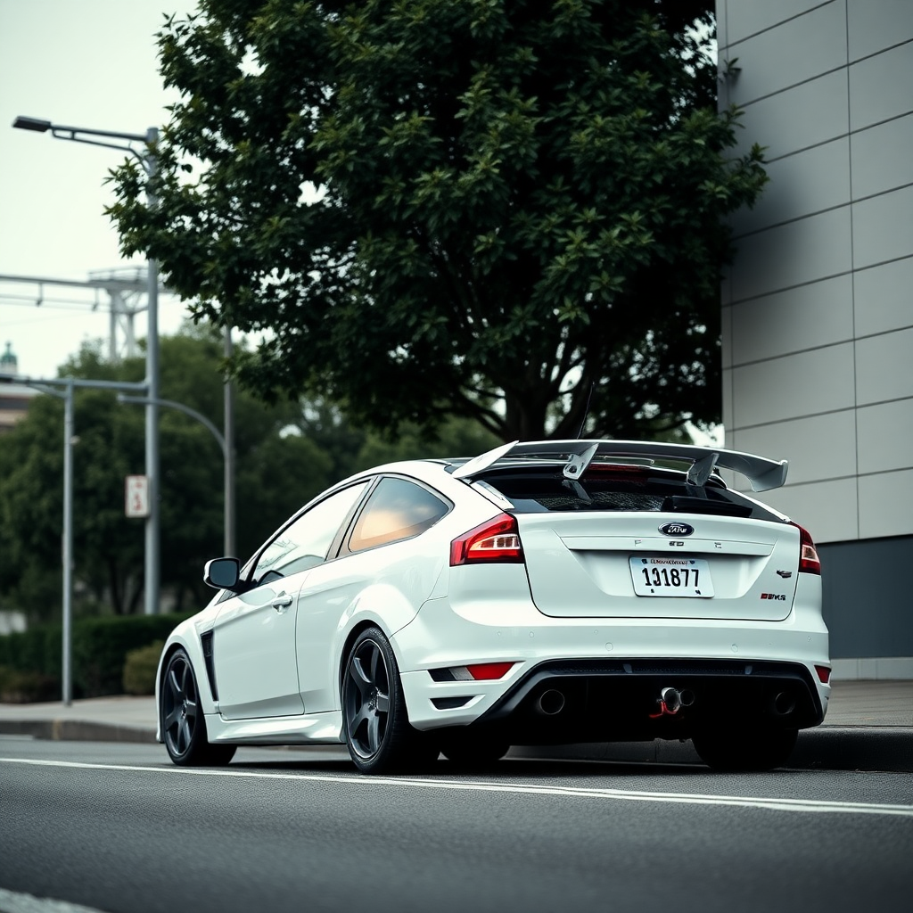 ford focus rs 2009 car is parked on the side of the road, inspired by Taiyō Matsumoto, tumblr, restomod, nd4, c4