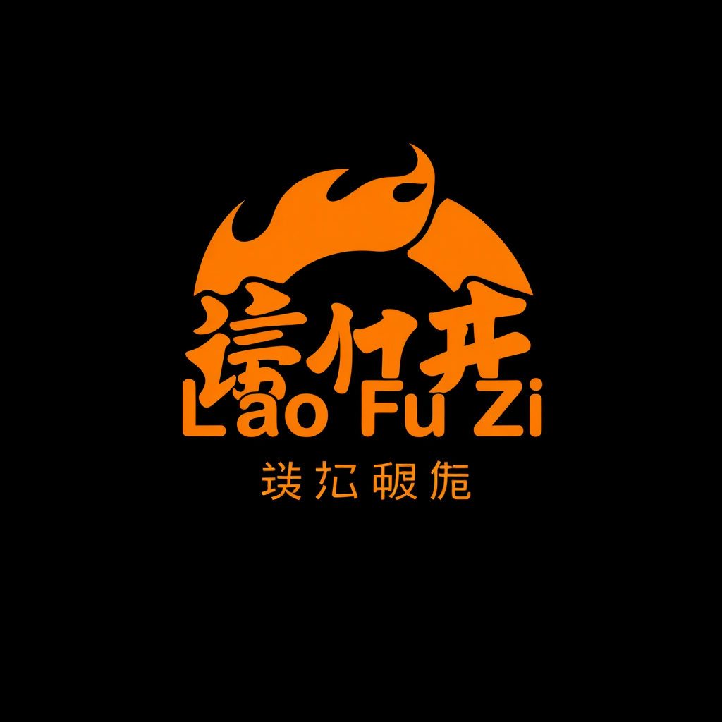 Logo for Lao Fu Zi fast food restaurant, store name in Chinese: 老夫子.