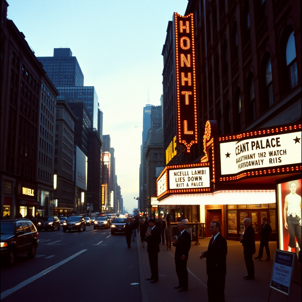 highly detailed Kodachrome color real photograph from 1974 of And the lamb lies down on Broadway
Early morning Manhattan
Ocean winds blow on the land
The movie palace is now undone
The all-night watchmen have had their fun