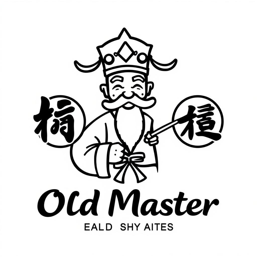 Draw a logo for the Chinese Mr. Old Master fast food restaurant.