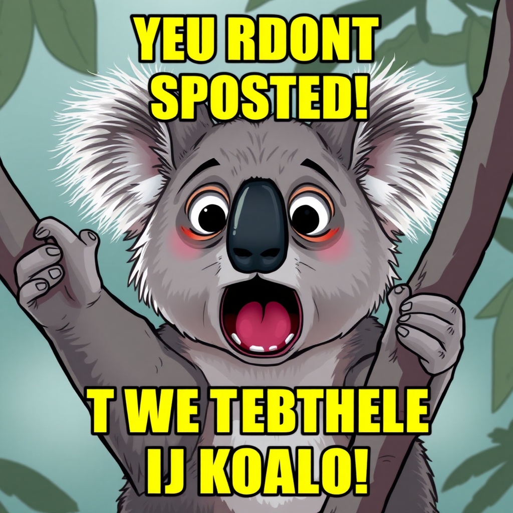 Image of the shocked koala meme