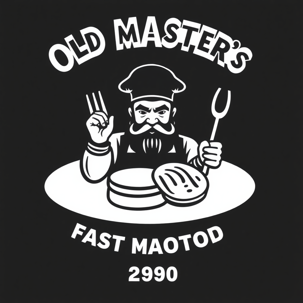 Design a logo for the old master’s fast food restaurant.