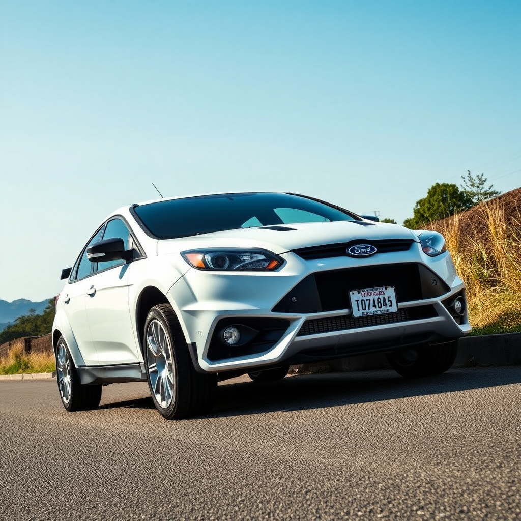 concept ford focus rs 2009 4x4 car is parked on the side of the road, inspired by Taiyō Matsumoto, tumblr, restomod, nd4, c4