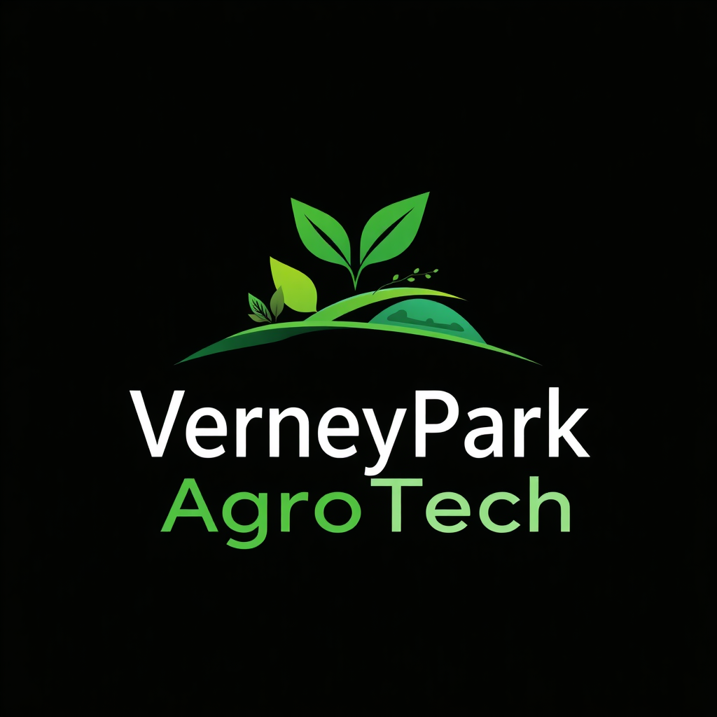 To create a visually striking and memorable logo for "VerneyPark-AgroTech," the design should reflect innovation, sustainability, and the forward-thinking nature of agricultural technology. The logo should evoke a sense of growth, connection with nature, and cutting-edge solutions.

Incorporating natural elements like leaves, crops, or a subtle depiction of the earth can symbolize the agricultural focus, while sleek, modern lines or abstract shapes can highlight the technology aspect. The typography should be clean and contemporary, with "VerneyPark" standing strong and distinguished, while "AgroTech" can be presented in a way that reflects innovation—perhaps with a futuristic font or stylized design.

A color palette inspired by nature, such as earthy greens, blues, or rich browns, can create a connection to the agricultural world, balanced with a hint of metallic or tech-inspired hues to convey modernity and innovation. The overall logo should merge the concepts of tradition and technology, representing VerneyPark-AgroTech’s role in revolutionizing agriculture while staying rooted in the environment.