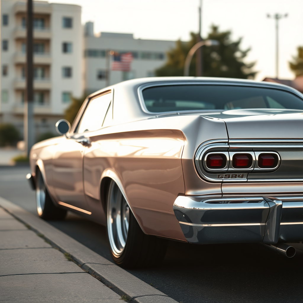 the car is parked on the side of the road, inspired by Taiyō Matsumoto, tumblr, restomod, nd4, c4 metallic shine classic american low rider car