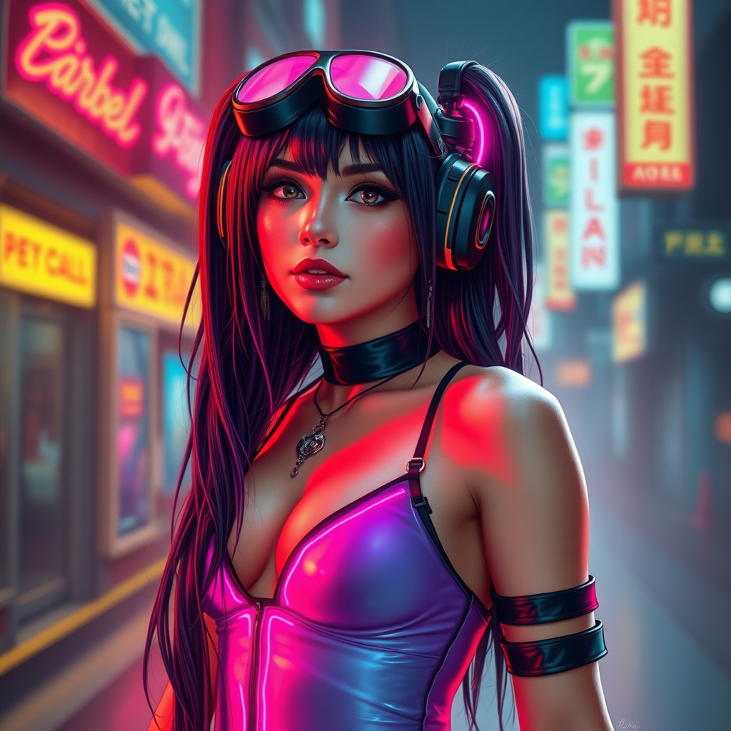 Sexy cyberpunk waifu