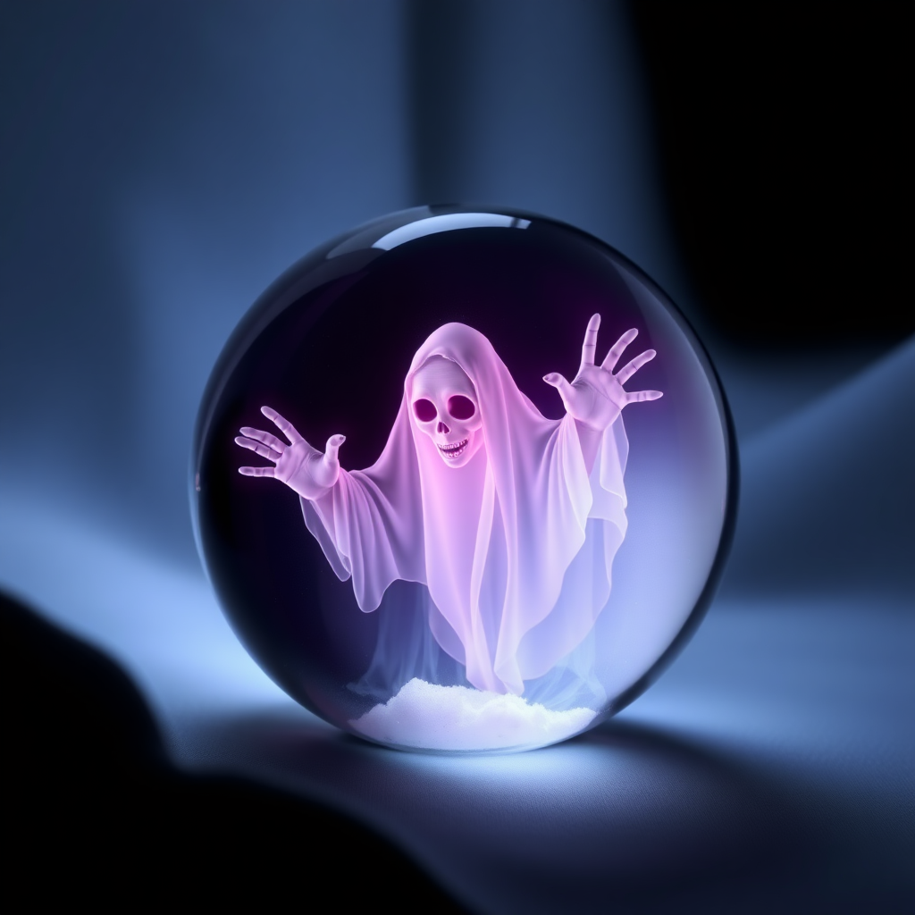 A crystal ball containing a ghostly image