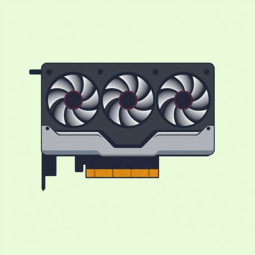 flat icon of gpu with three fans