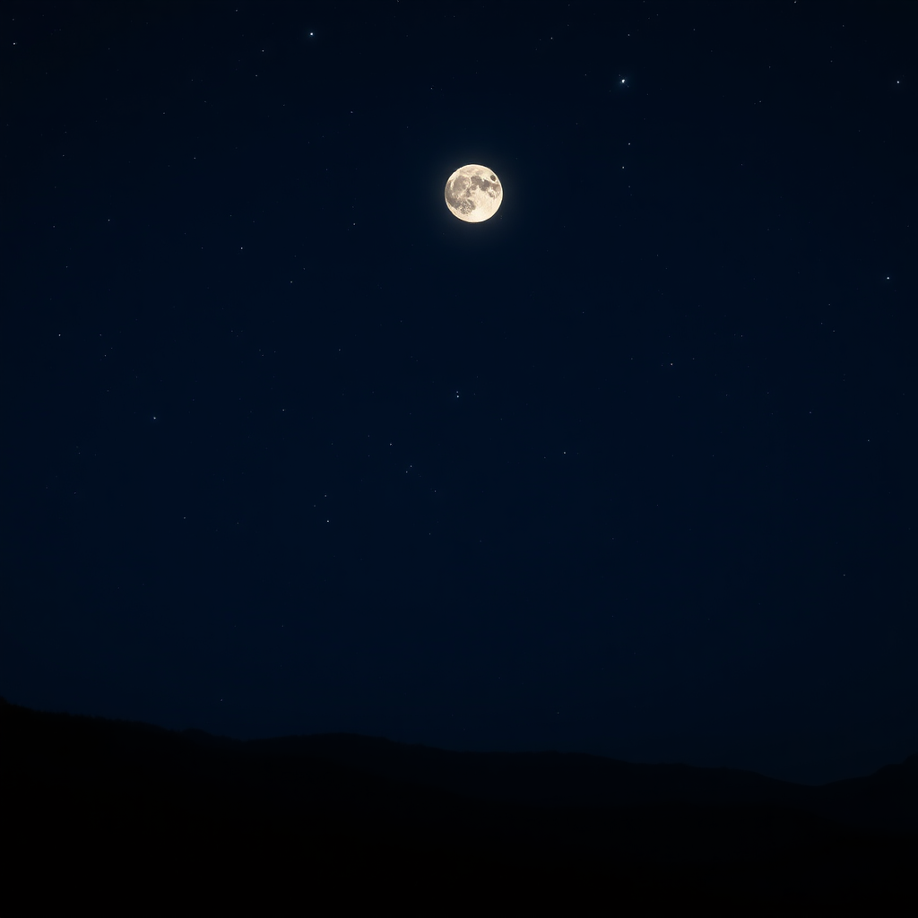 moon with a very starry sky semi-darkness in a hilly Sardinian area