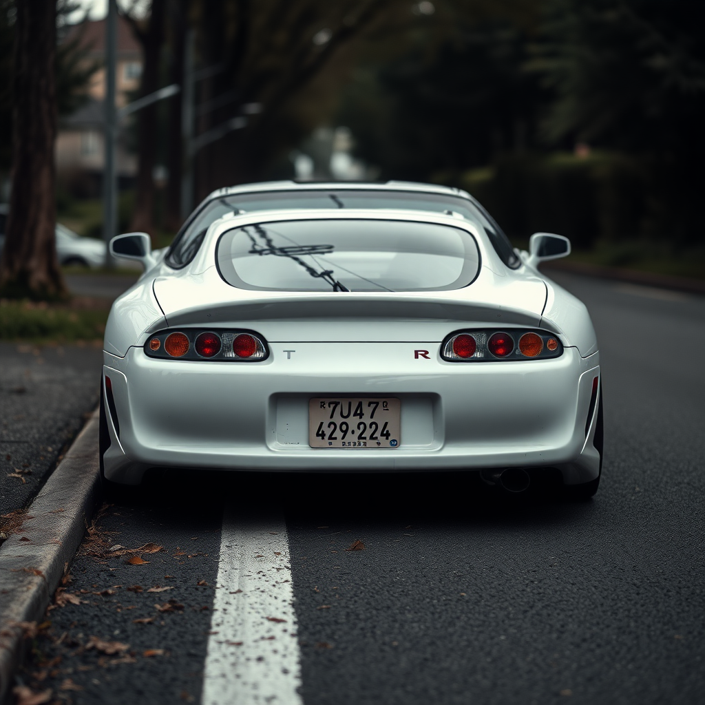 toyota supra the car is parked on the side of the road, inspired by Taiyō Matsumoto, tumblr, restomod, nd4, c4