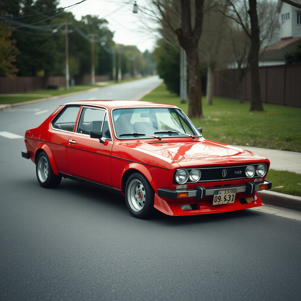 the car is parked on the side of the road, inspired by Taiyō Matsumoto, tumblr, restomod, nd4, c4 fiat 131