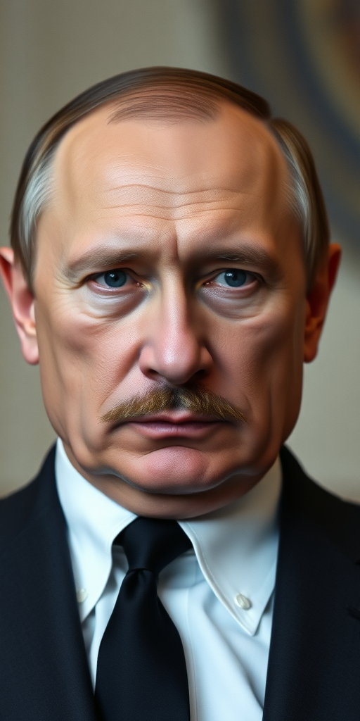 Putin with Hitler-style mini-mustache.