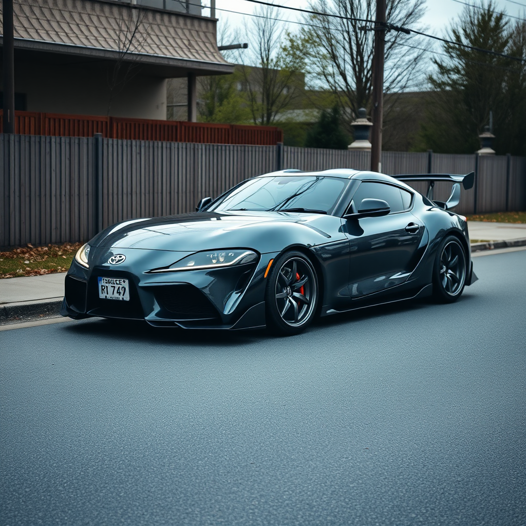 Toyota Supra the car is parked on the side of the road, inspired by Taiyō Matsumoto, tumblr, restomod, nd4, c4