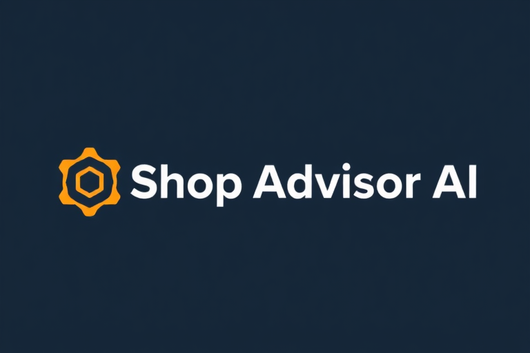 A logo for shop repair software called "Shop Advisor AI"