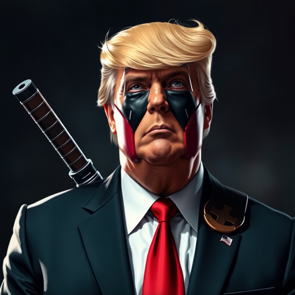 Donald Trump as Deadpool, realistic