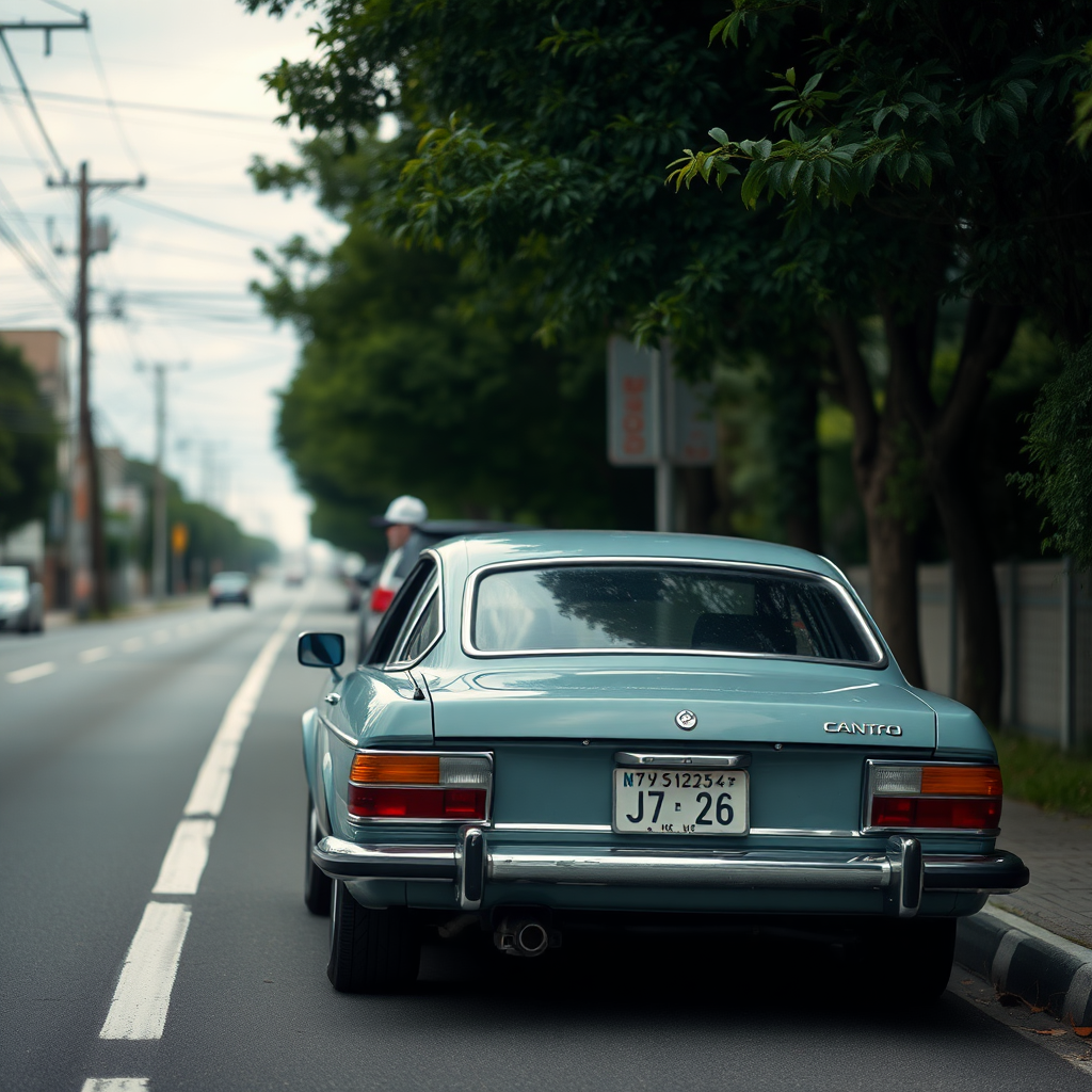 the car is parked on the side of the road, inspired by Taiyō Matsumoto, tumblr, restomod, nd4, c4