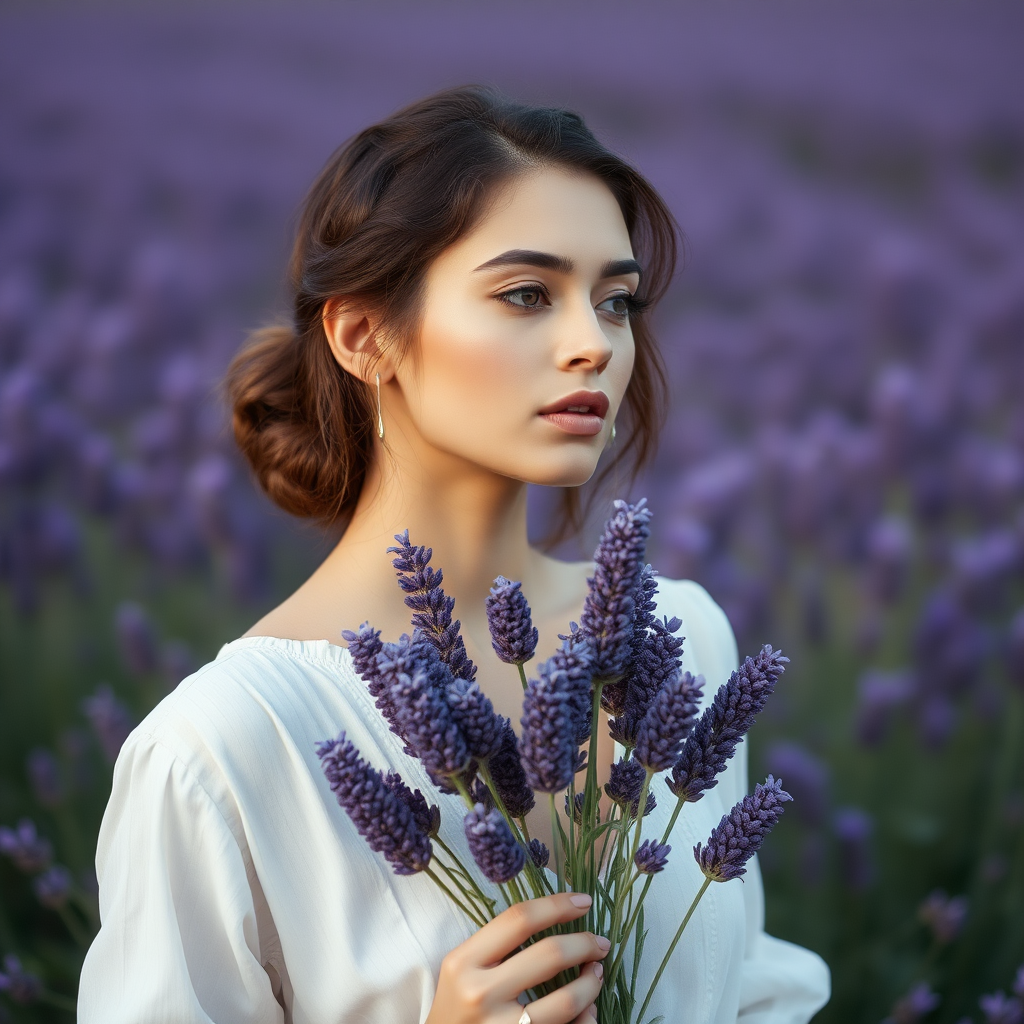 a woman, lavender palette