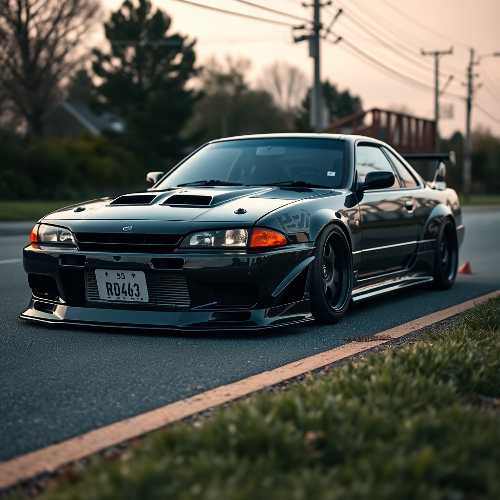 concept tuner nissan silvia s14 the car is parked on the side of the road, inspired by Taiyō Matsumoto, tumblr, restomod, nd4, c4