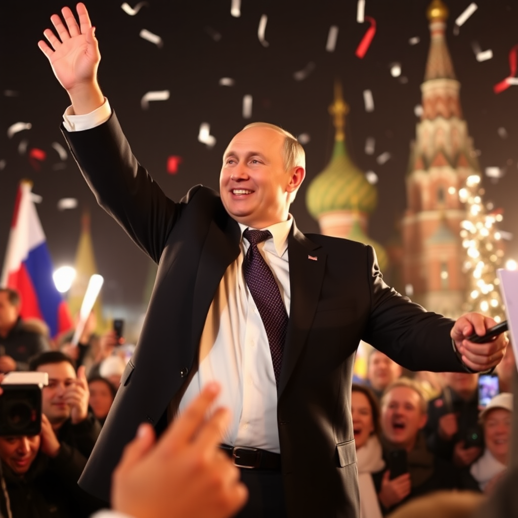 Putin is celebrating victory in Moscow.