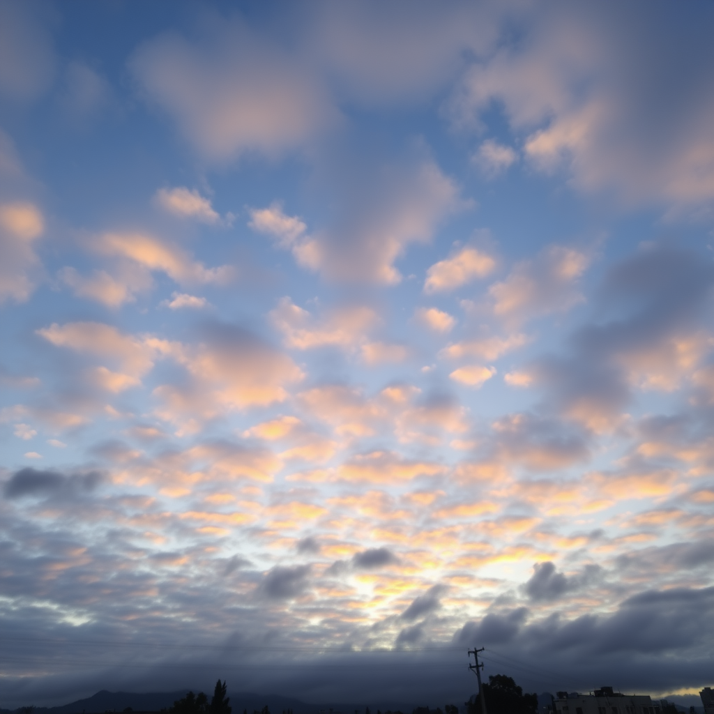 Dawn in San Francisco, sky with clouds