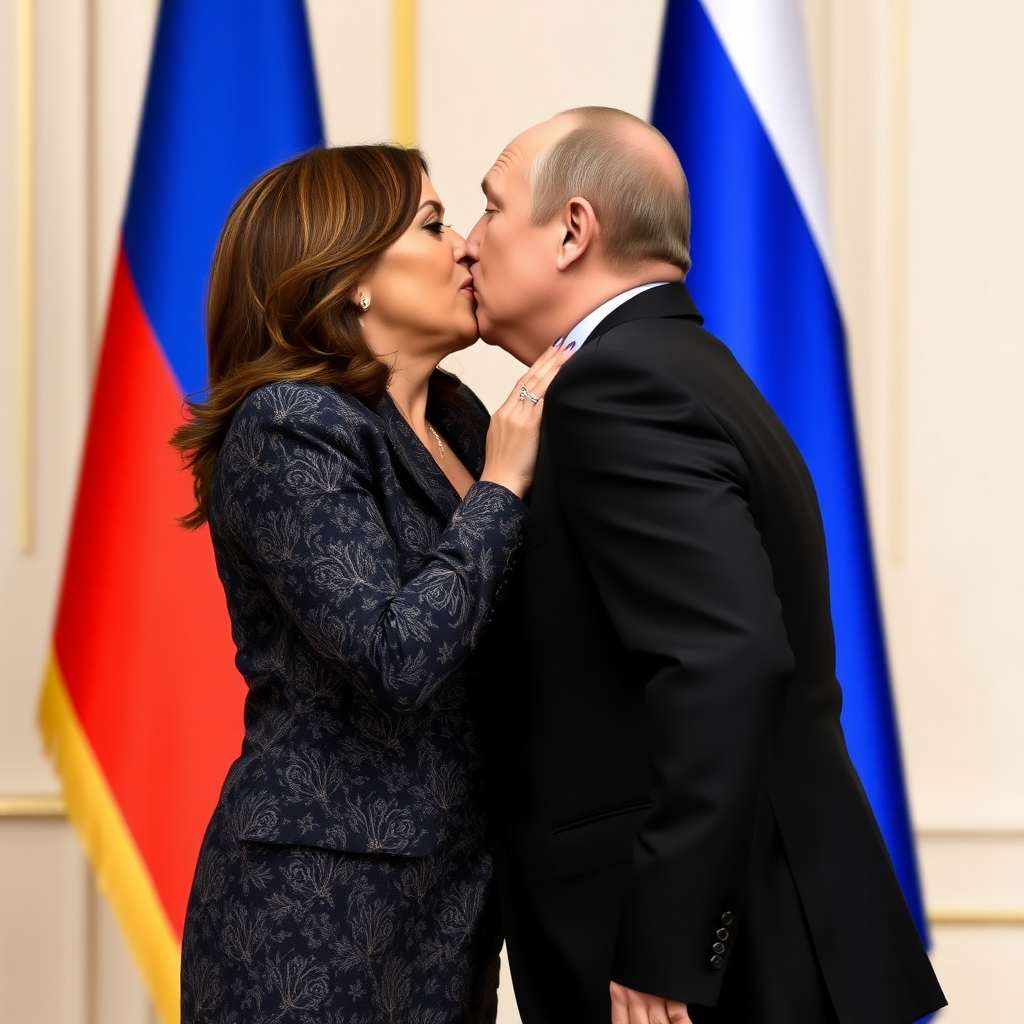 Kamala Harris and Putin kissing.