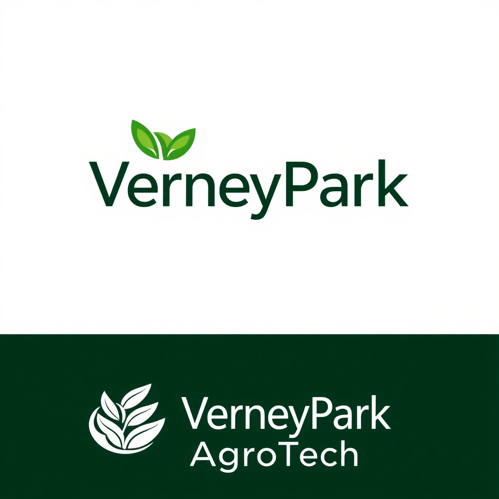 To create a visually striking and memorable logo for "VerneyPark-AgroTech," the design should reflect innovation, sustainability, and the forward-thinking nature of agricultural technology. The logo should evoke a sense of growth, connection with nature, and cutting-edge solutions.

Incorporating natural elements like leaves, crops, or a subtle depiction of the earth can symbolize the agricultural focus, while sleek, modern lines or abstract shapes can highlight the technology aspect. The typography should be clean and contemporary, with "VerneyPark" standing strong and distinguished, while "AgroTech" can be presented in a way that reflects innovation—perhaps with a futuristic font or stylized design.

A color palette inspired by nature, such as earthy greens, blues, or rich browns, can create a connection to the agricultural world, balanced with a hint of metallic or tech-inspired hues to convey modernity and innovation. The overall logo should merge the concepts of tradition and technology, representing VerneyPark-AgroTech’s role in revolutionizing agriculture while staying rooted in the environment.