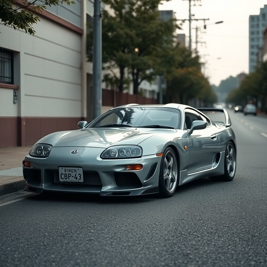 toyota supra the car is parked on the side of the road, inspired by Taiyō Matsumoto, tumblr, restomod, nd4, c4