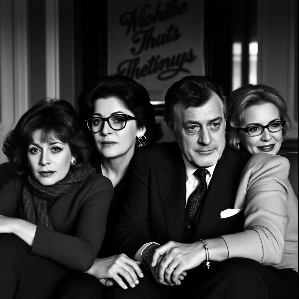 sofia loren, dustin hoffman, robert de niro, meryl streep in monochrome