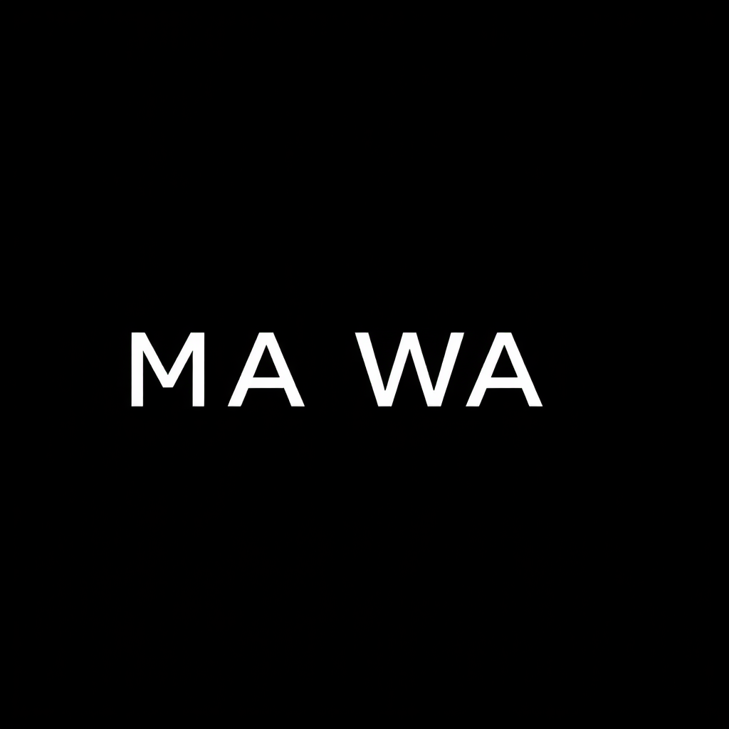 4k Professional Digital Ai Compute Circuit Text In Solid White That Says "MAWA" On Solid Black Background