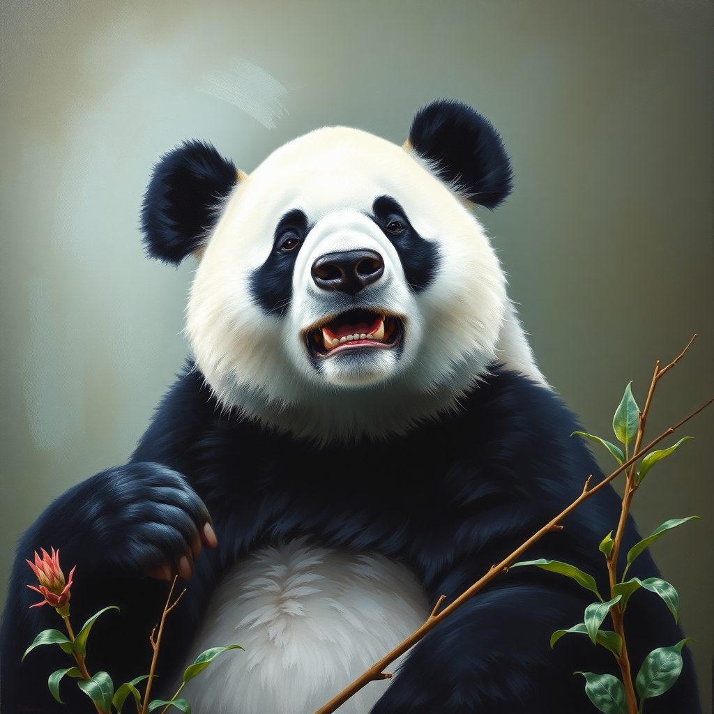 Painting a very real giant panda must be real, and all the details must be in place.