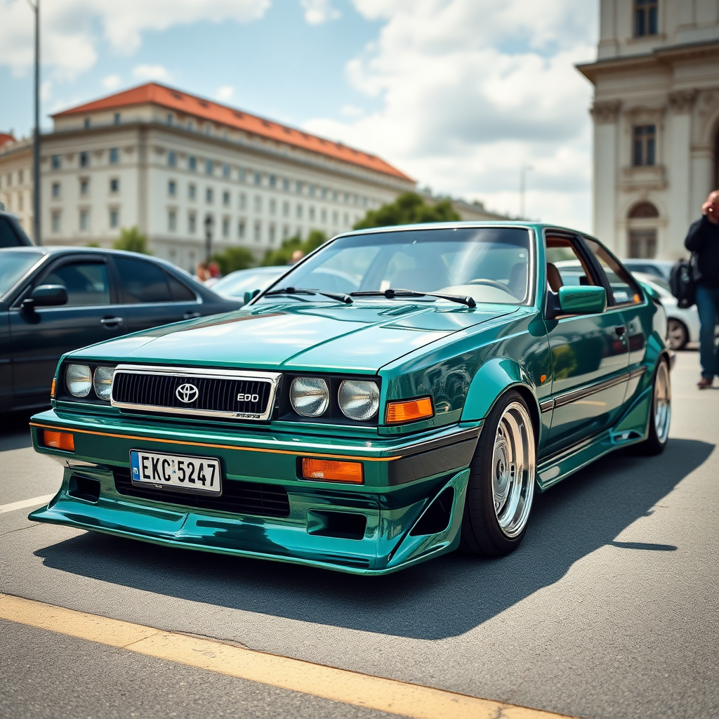 Emerald chrome Toyota Trueno tuning in Budapest at Keleti pályaudvar.