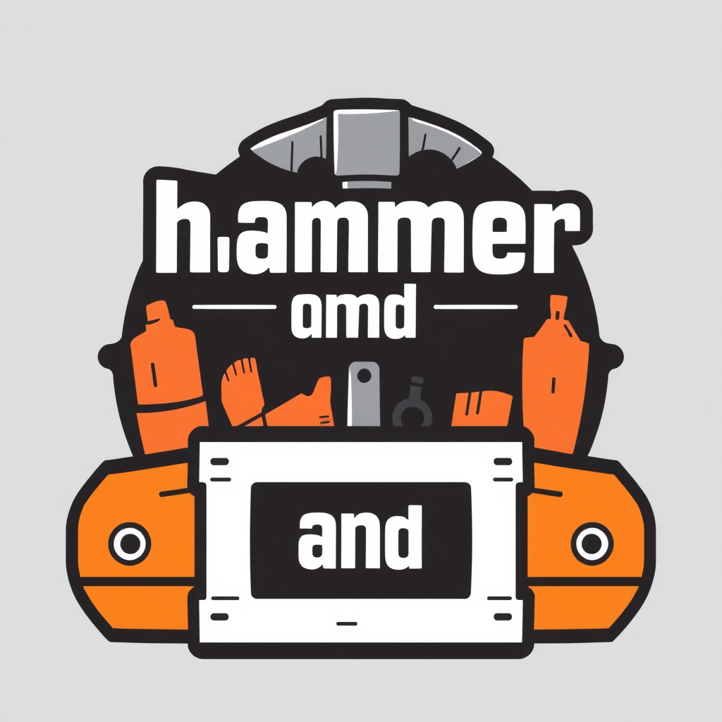 a logo for a youtube channel named "hammer and son". it should be construction related.