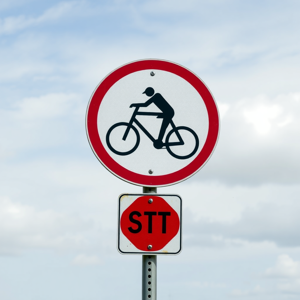 dangerous cycling road sign