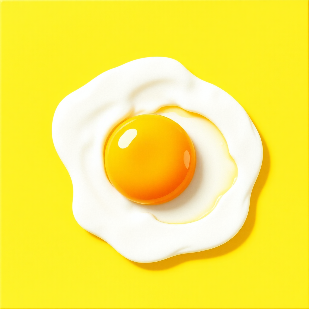 Canvas Setup:

Size: 512x512 pixels
Background Color: Yellow
Fried Egg:

Yolk: Yellow circle (50 pixels)
White: Irregular white shape around the yolk
Finishing Touches:

Adjust colors and add shadows