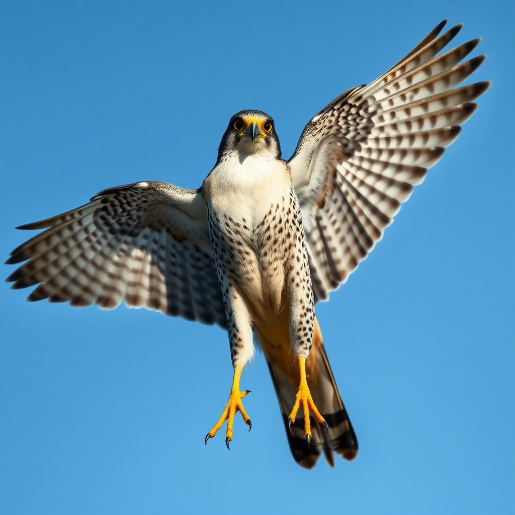 a peregrine falcon spreading its wings wide in front of the camera in 8K perfect quality realistic