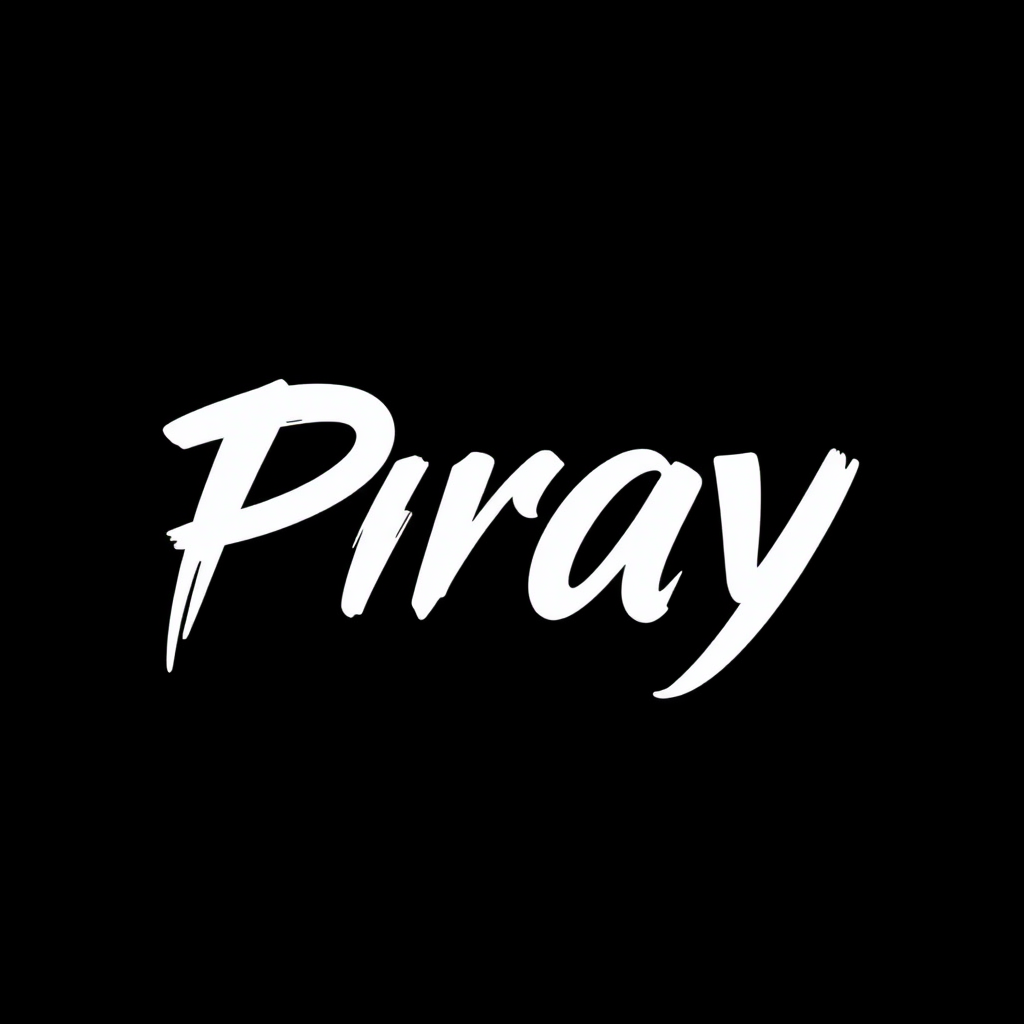 "Pray" with a sharp font on a black background and with font.