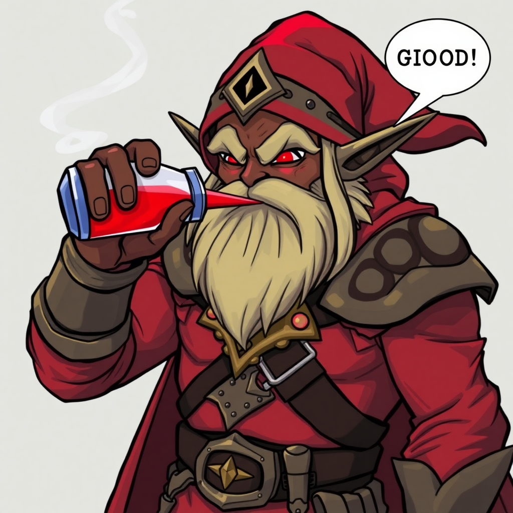 Ganon drinks the red health potion and says: "UAGH!" "GOOD"