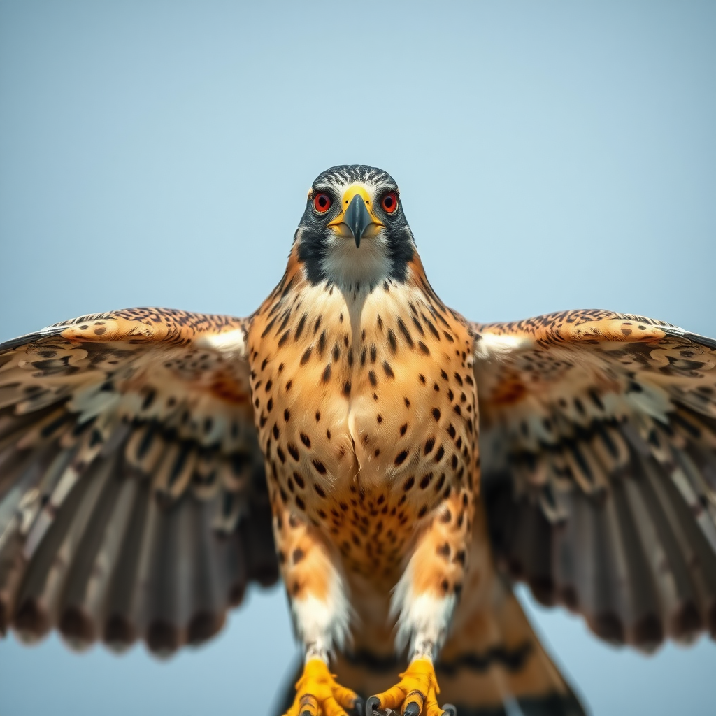 gerfalcon with wings wide open facing the camera 8K perfect quality realistic