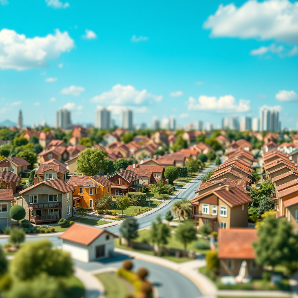 Residential community in the city, miniature photography, HD 4K, large scene