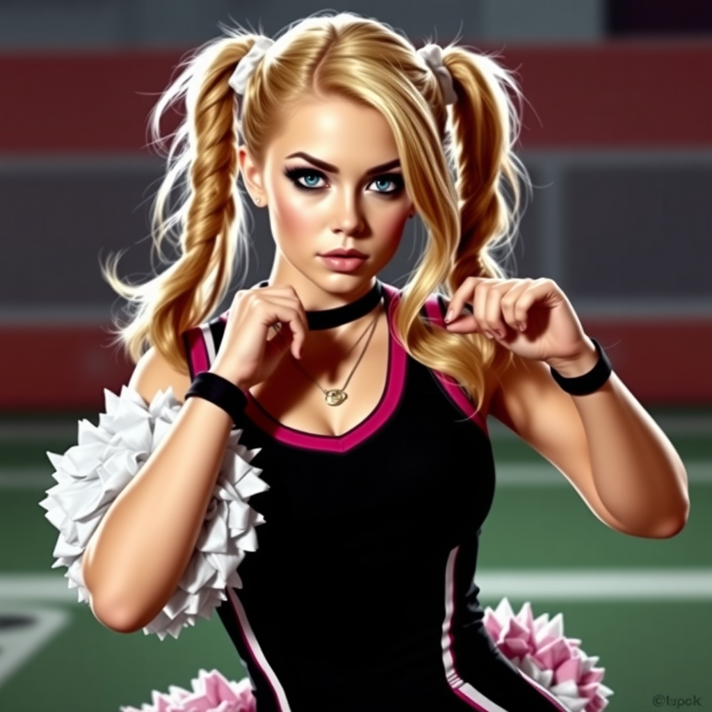 Juliet Starling is a goth and cheerleader of Santa Romero High. She has a very confident and seductive expression while posing for her team.