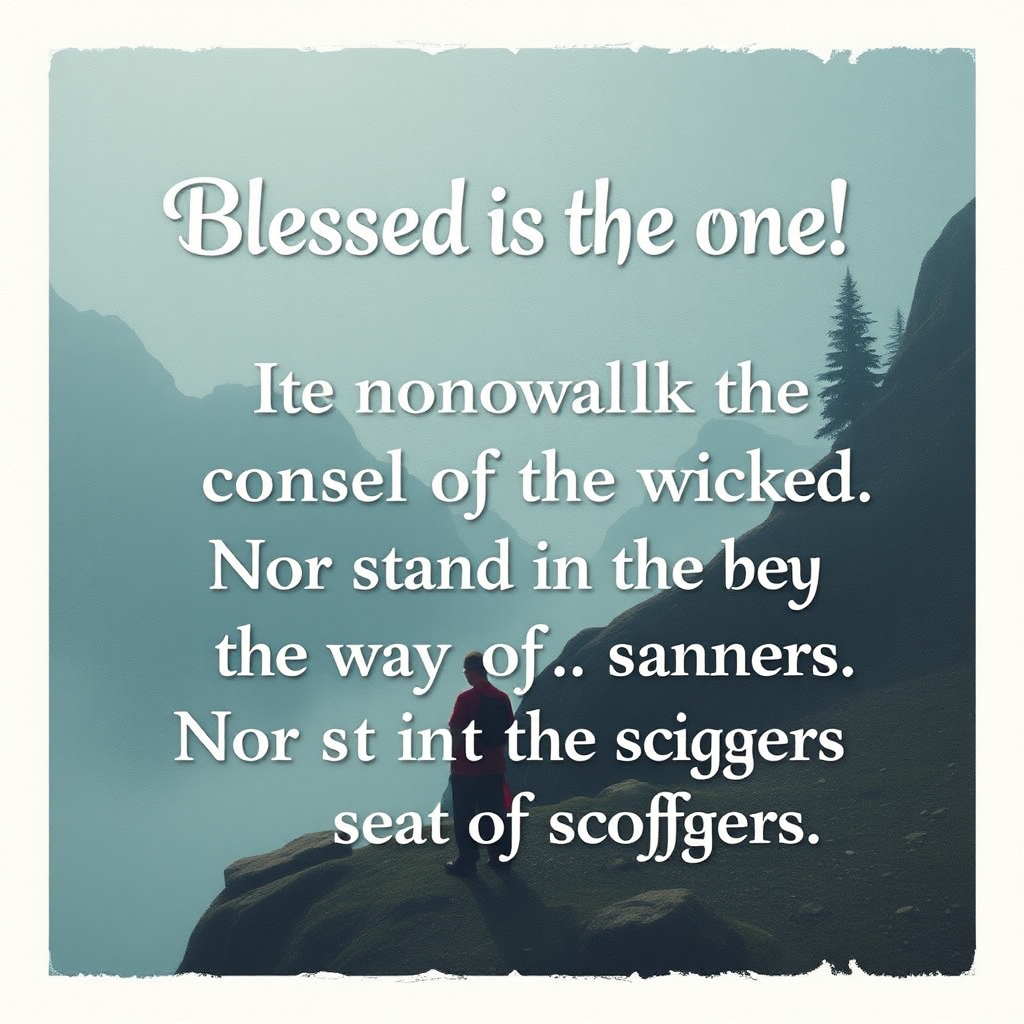 Blessed is the one!
Who does not walk in the counsel of the wicked,
Nor stand in the way of sinners,
Nor sit in the seat of scoffers,