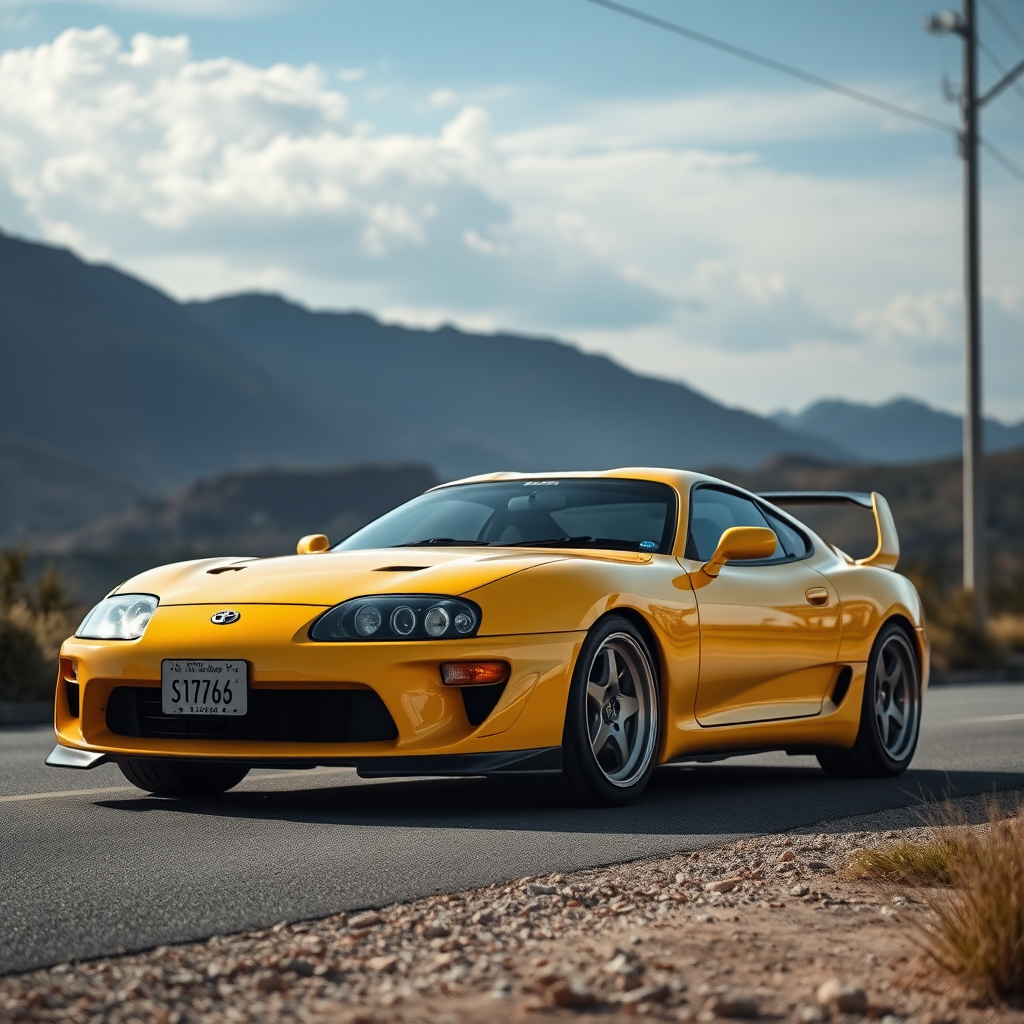 toyota supra the car is parked on the side of the road, inspired by Taiyō Matsumoto, tumblr, restomod, nd4, c4