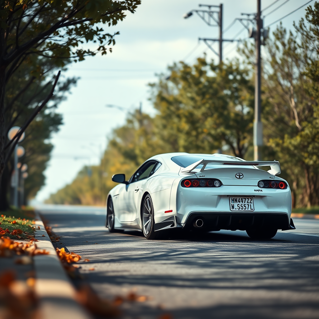 toyota supra the car is parked on the side of the road, inspired by Taiyō Matsumoto, tumblr, restomod, nd4, c4