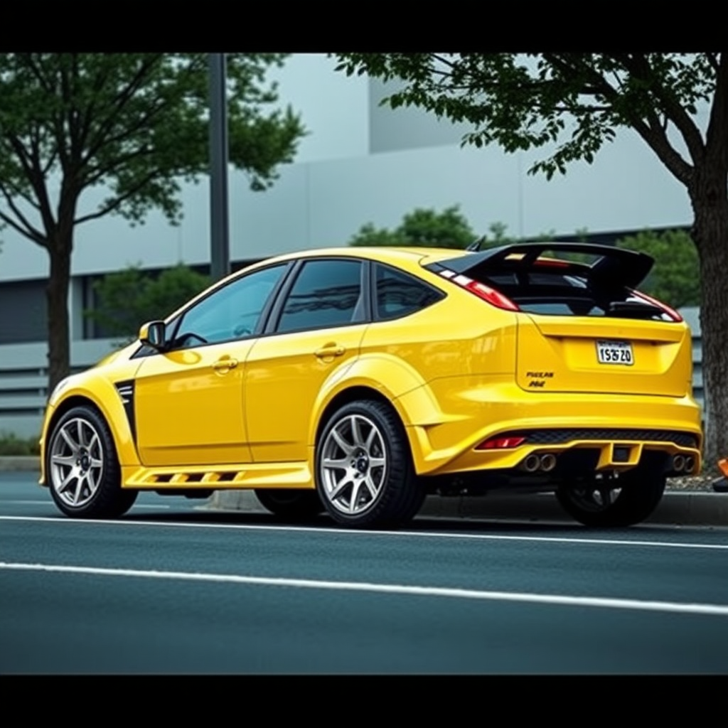 concept ford focus rs 2009 4x4 car is parked on the side of the road, inspired by Taiyō Matsumoto, tumblr, restomod, nd4, c4