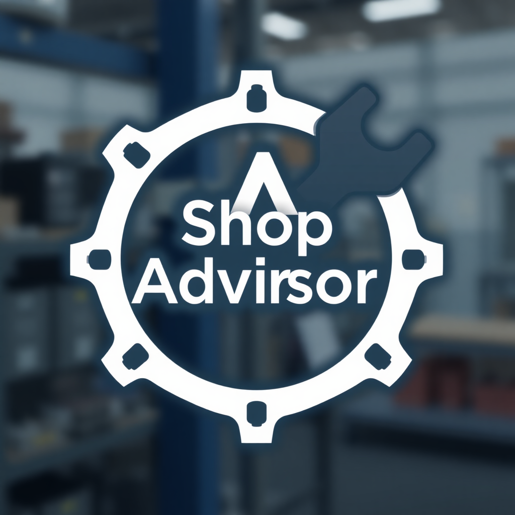 A logo for shop repair software called Shop Advisor AI