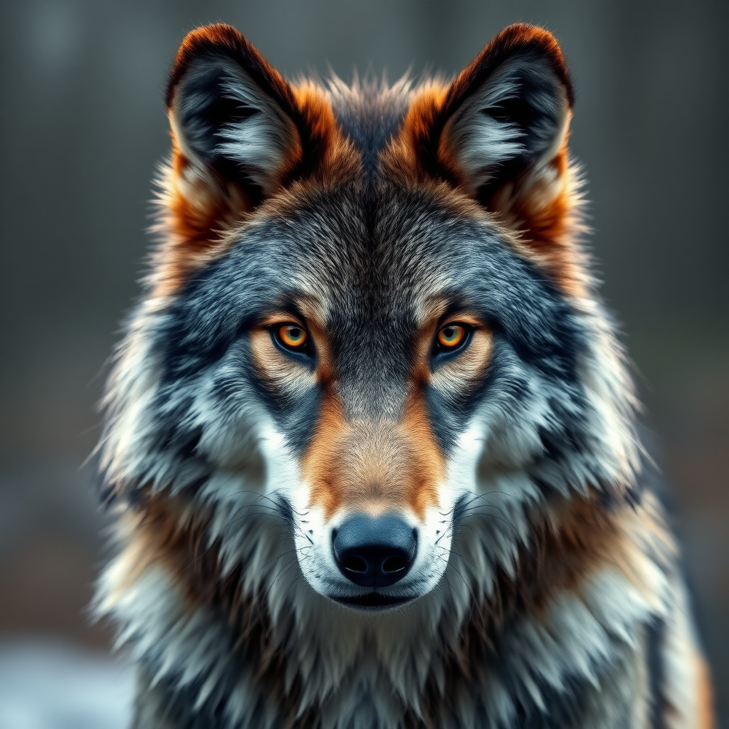 An anthropomorphic wolf, similar to a furries fursona. Photorealistic, photo, realistic image, 8k, intricately detailed