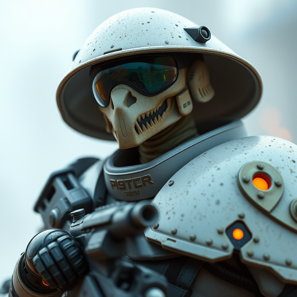 nasalis larvatus polish soldat in futuristic battle gear