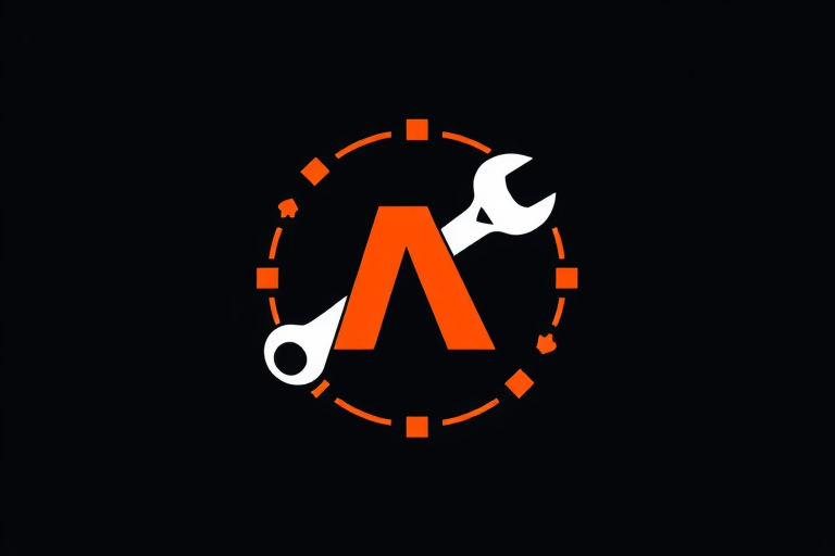 A logo for shop repair software called "Shop Advisor AI", with a wrench or pneumatic gun element incorporated