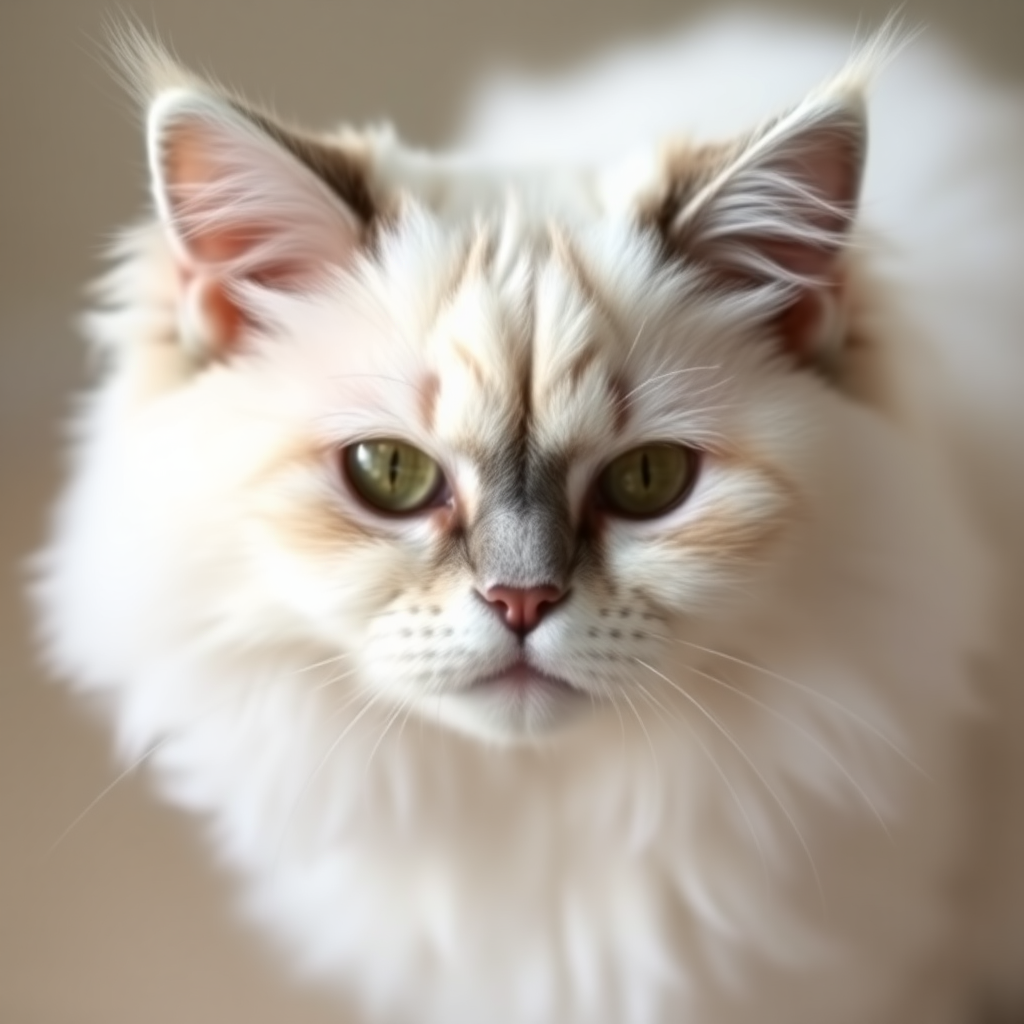 A Selkirk Rex cat with white fur and a grey mask.