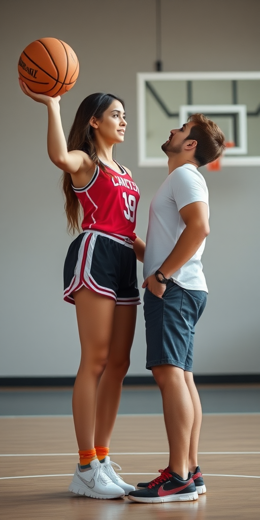 tall basketball woman with her short boyfriend